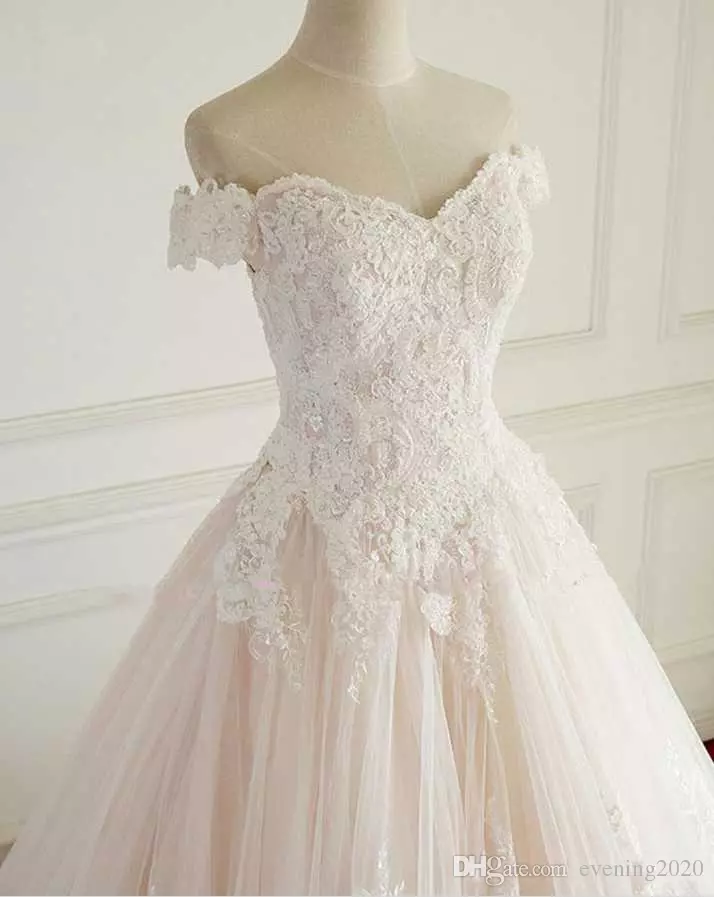 Custom Made A-Line Wedding Dresses Off-Shoulder Lace Appliques Lace-up Back Simple Bridal Dresses Reasonable Price Wedding Gowns