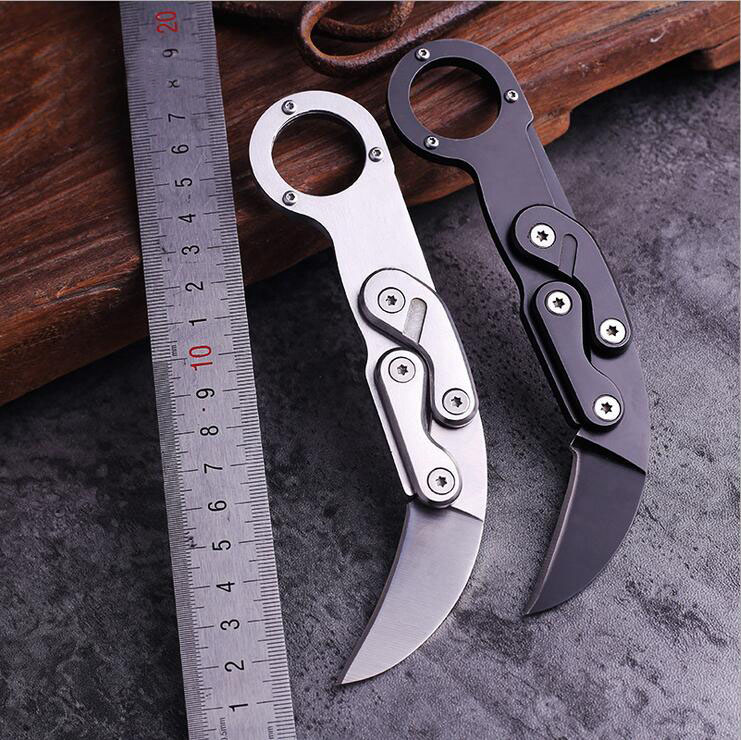 Top Quality 2 Handles Colors Karambit Claw Knife 440C Black / Satin Blade Stainless knife Steel Handle EDC Pocket Knives Gift Knife