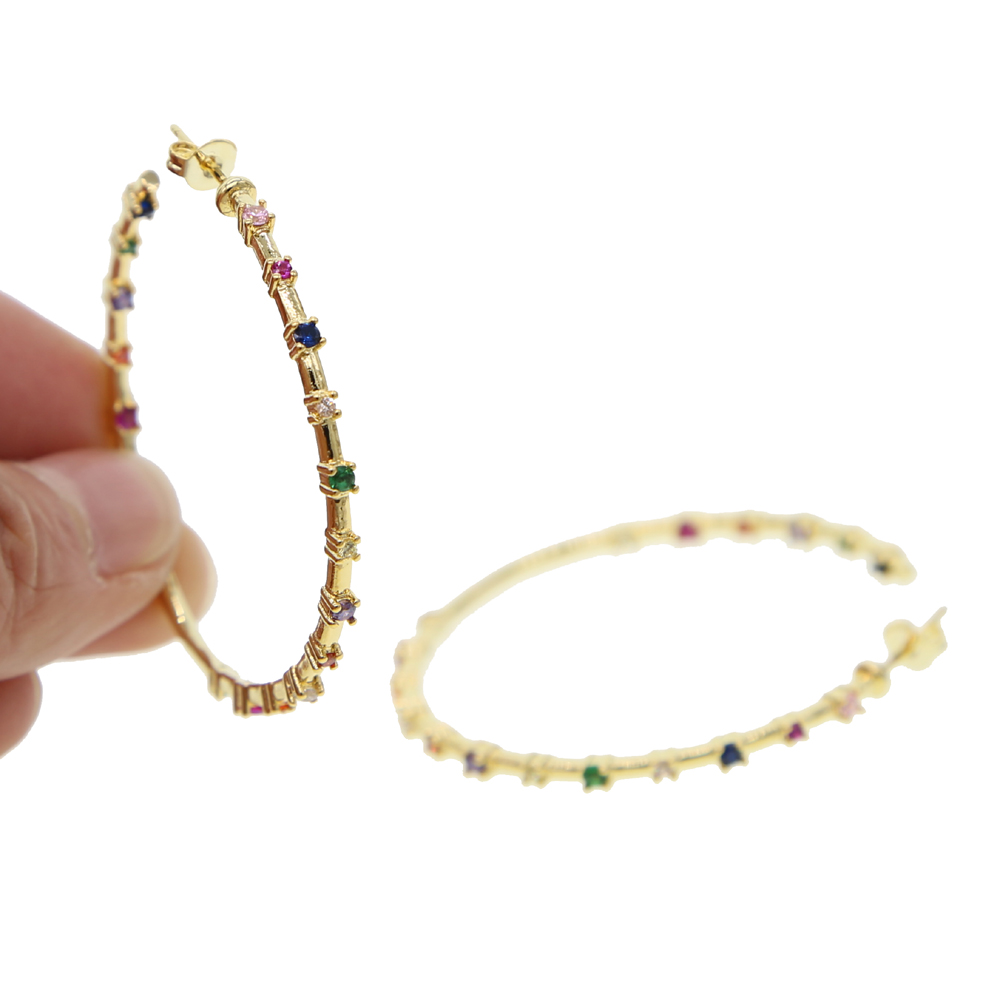 45mm prong setting simple cz hoop earring 18k gold plated classic modern women fashion jewelry