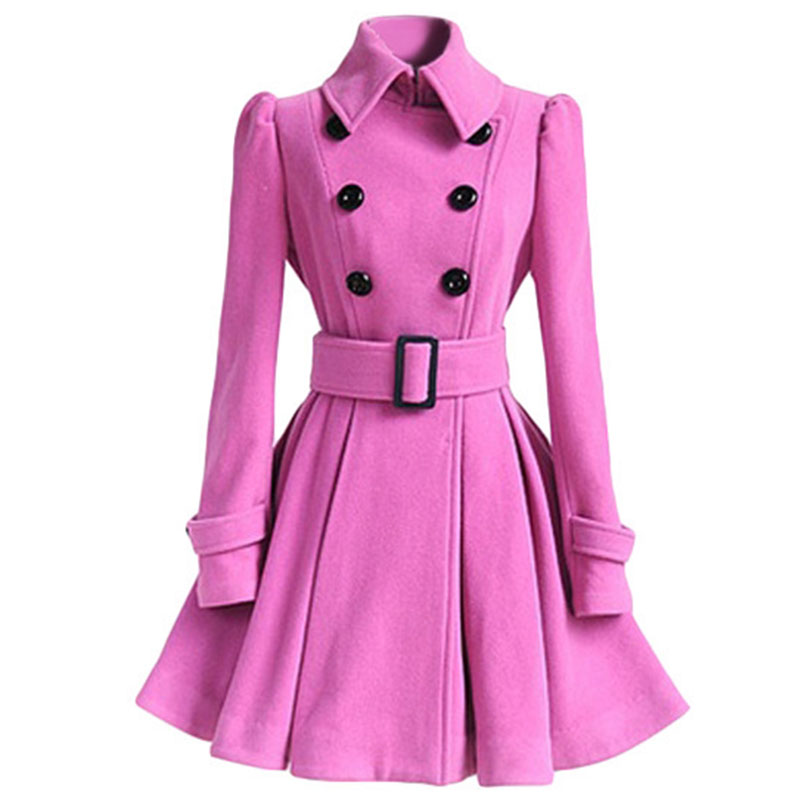 Women's Wool & Blends Womens Fashion Winter Coats Belt Coat Women Skirt Type A-Line Woolen Female Jacket Manteau Femme Hiver