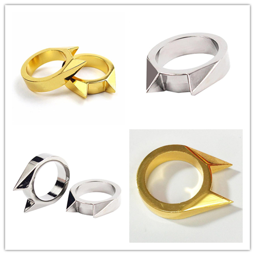 Small silver gold Cat Ear Breaker Finger Unisex Self defense ring Window Combat Survival EDC Tool Protect Outdoor Emergency Knuckle Duster