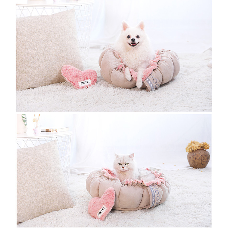 Cats Bed Small Dogs Mat Cute Princess Style Pink Pleated Lace Pet Supplies Petal Cat House Adjustable Drawstring