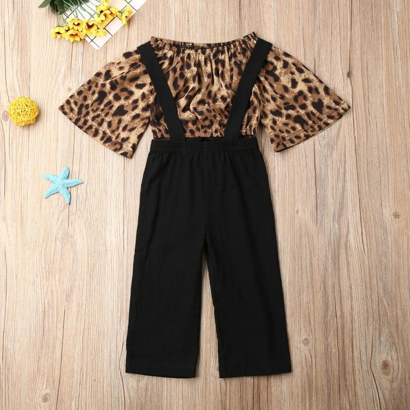 Boutique Kids Baby Girls Fall WInter Clothes Tops Leopard Shirt+Pants Overalls 2pcs Outfits Tracksuit