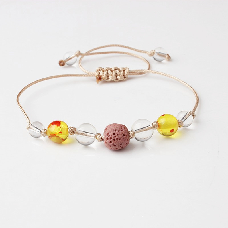 Glass Lava Beads Friendship Bracelet Hand-knitted Beaded Yoga Ladies Essential Oil Aromatherapy Bracelet