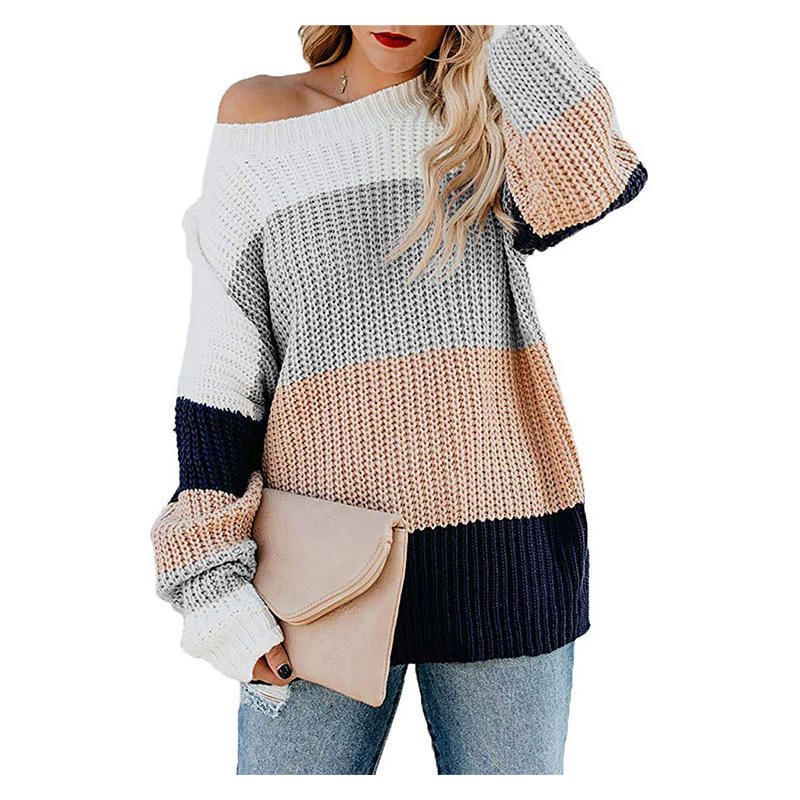 Women' Winter Rainbow Striped Print Pullover Loose Long Sleeve Knitted Sweater, Khaki
Women' Winter Rainbow Striped Print Pullover Loose Long Sleeve Knitted Sweater, Khaki