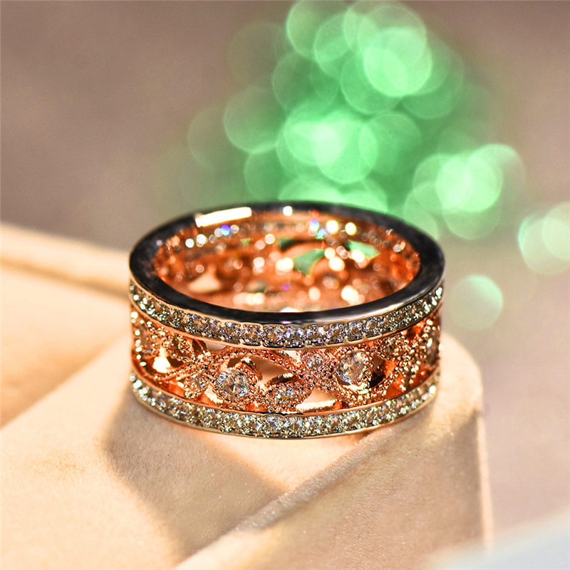 Size 6-10 Vintage Fashion Jewelry Sterg Sier&Gold Fill Pave White Sapphire CZ Dia Eternity Rings Women Wedding wer Ring Gift