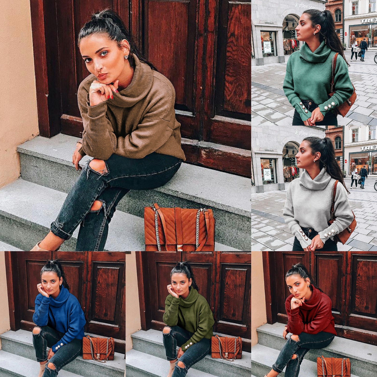 Trend 2021 Knits autumn and winter women's high collar sweater loose knit top support mixed batch