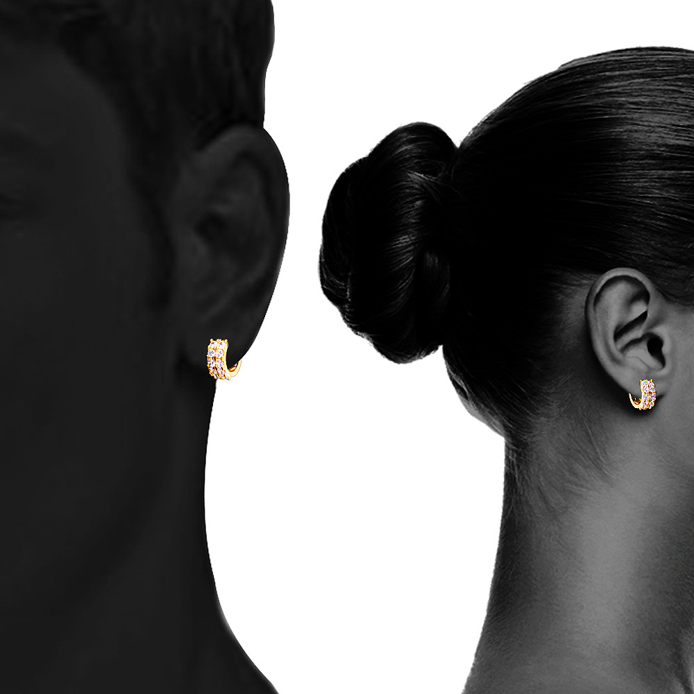 New Fashion Personalized 18K Gold Plated Iced Out CZ Cubic Zirconia Hoop Earrings Hip Hop Bling Diamond Earring Stud Jewelry for Men Women