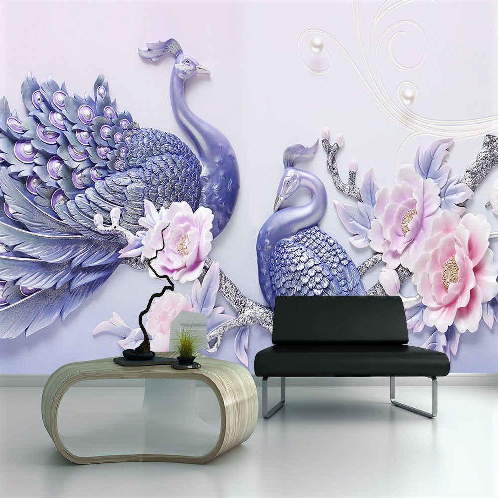 Seamless wallpaper Modern minimalist 3D relief peony peacock TV background wall painting, Ordinary wallpaper
Seamless wallpaper Modern minimalist 3D relief peony peacock TV background wall painting, Ordinary wallpaper