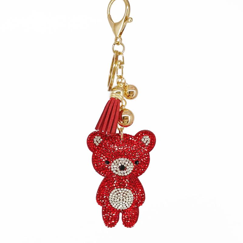 6pcs/lot Cute Key Chains Cartoon Bears Rhinestone Keychains Bags Wallet Pendants Decoration Jewelry Ornaments Phone Accessories