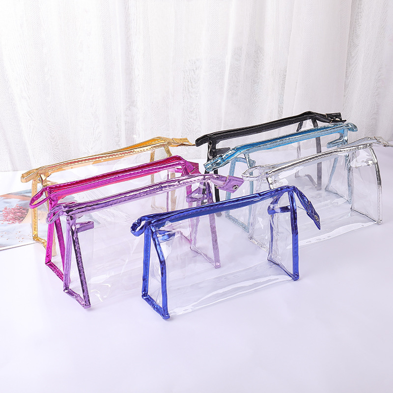 Transparent Cosmetic Bags PVC Zipper Clear Waterproof Makeup Bag Women Travel Toiletry Storage Organizer Case