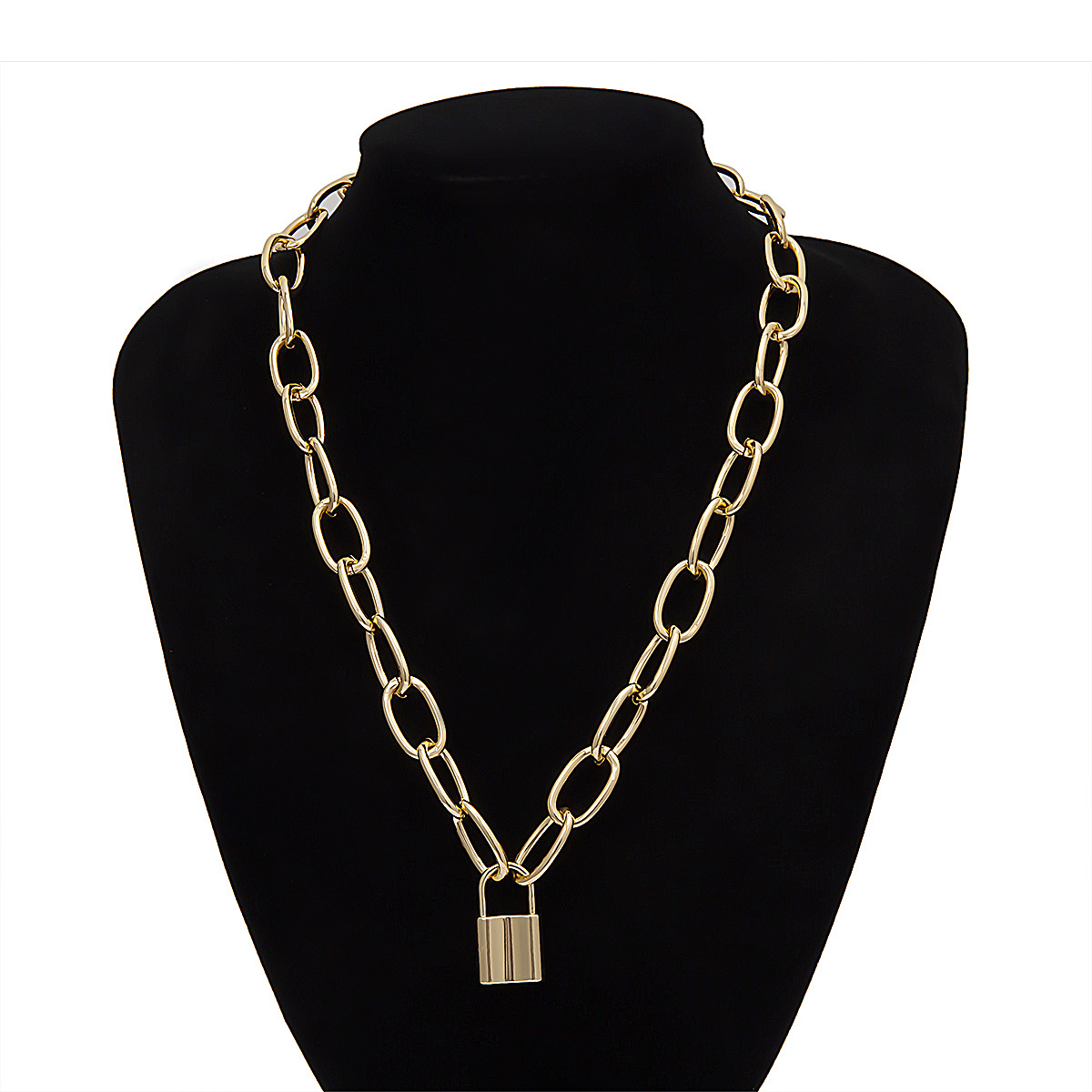 Simple Elegant Lock Shaped Geometric Pendant Necklaces Fashion Padlock For Women Necklace Charms Punk Jewelry Gifts