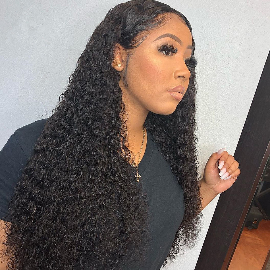 Deep Wave Full Lace Front Human Hair Wigs 150% Loose Deep Wave Lace Front Wig PrePlucked 360 Brazilian Frontal Closure Lace Wig