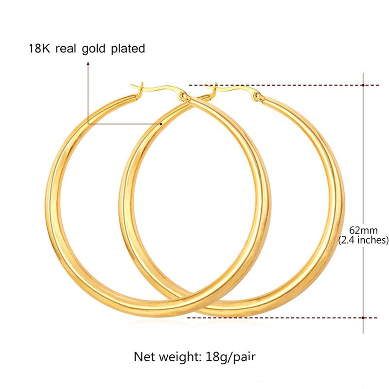 Big Earrings New Trendy Stainless Steel18K Real Gold Plated Fashion Jewelry Round Large Size Hoop Earrings for Women9984817