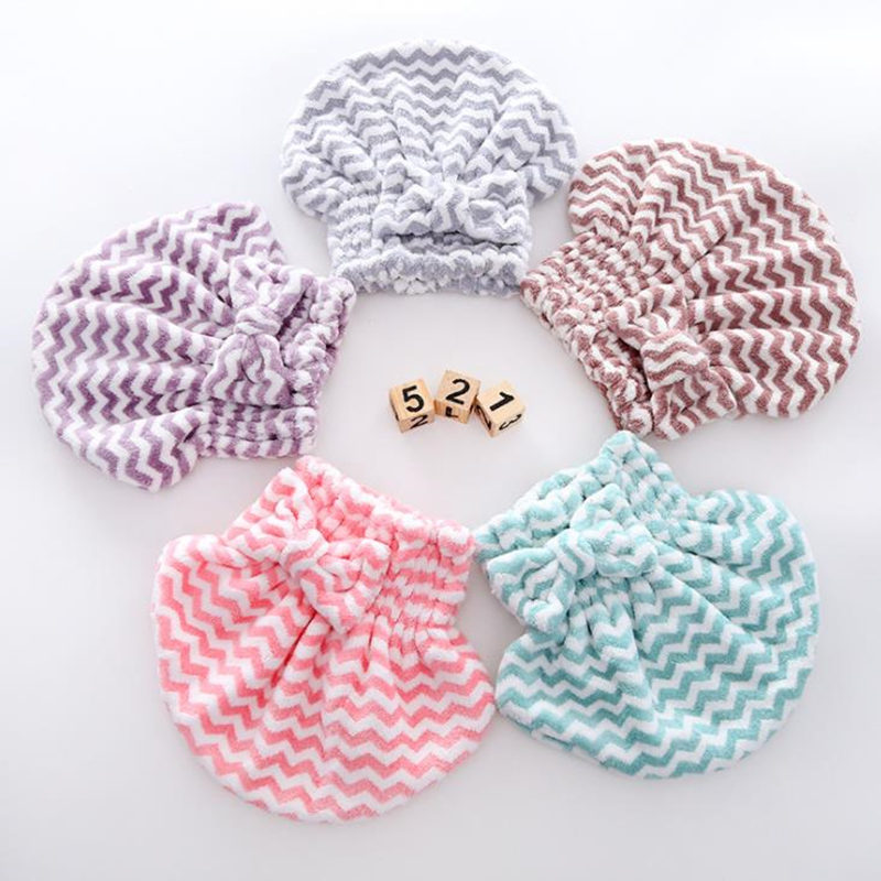 Women Bathroom Hair Towel Quick-Dry Hair Hat Turban Super Absorbent Head Wrap Shower Cap Bath Towels F3781