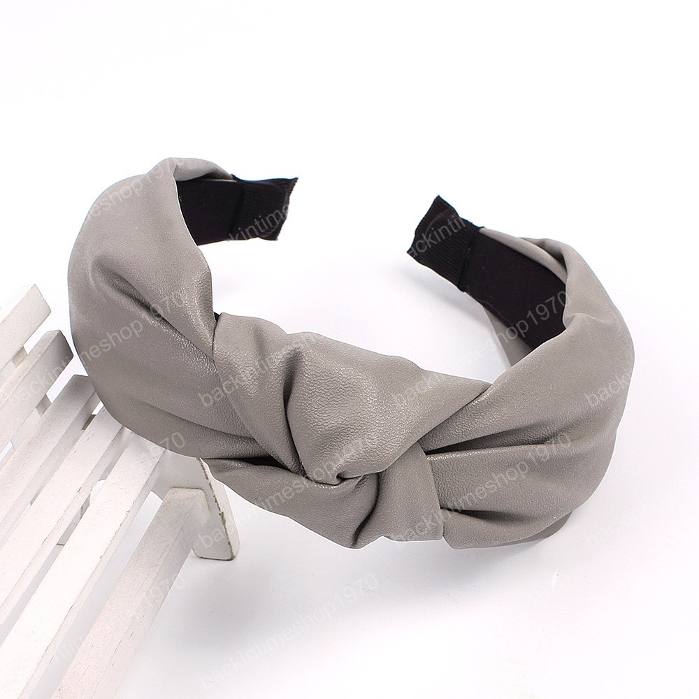 Fashion PU Leather Knotted Hairband Headband Women Hair Head Hoop Bands Accessories For Girls Hair Ornament Hairbands Headdress