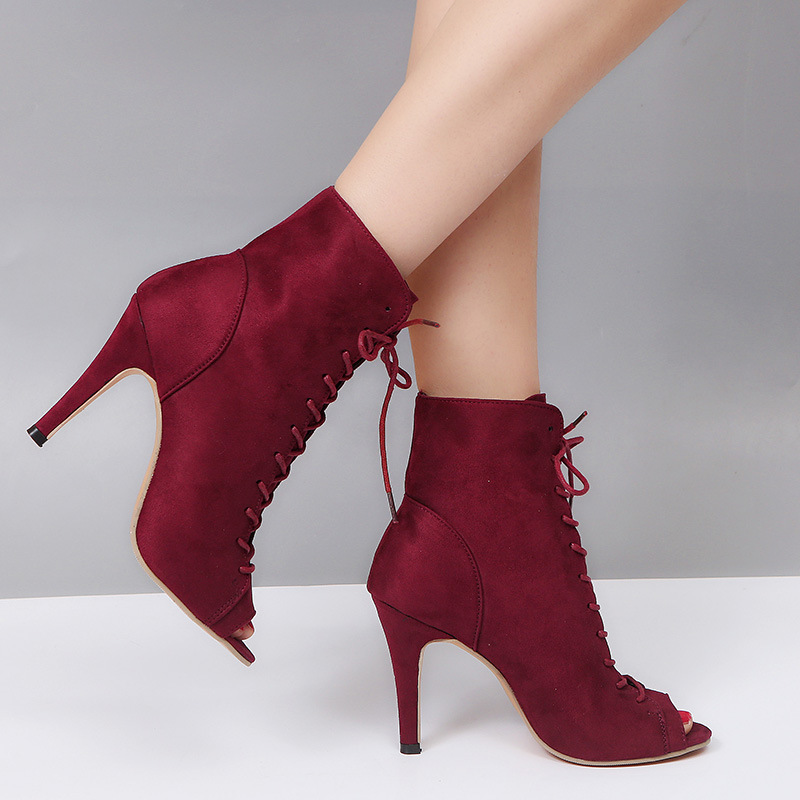CONSTANT shoes European short boots spring hollowed fishmouth wool socks boots super high heels women's cool