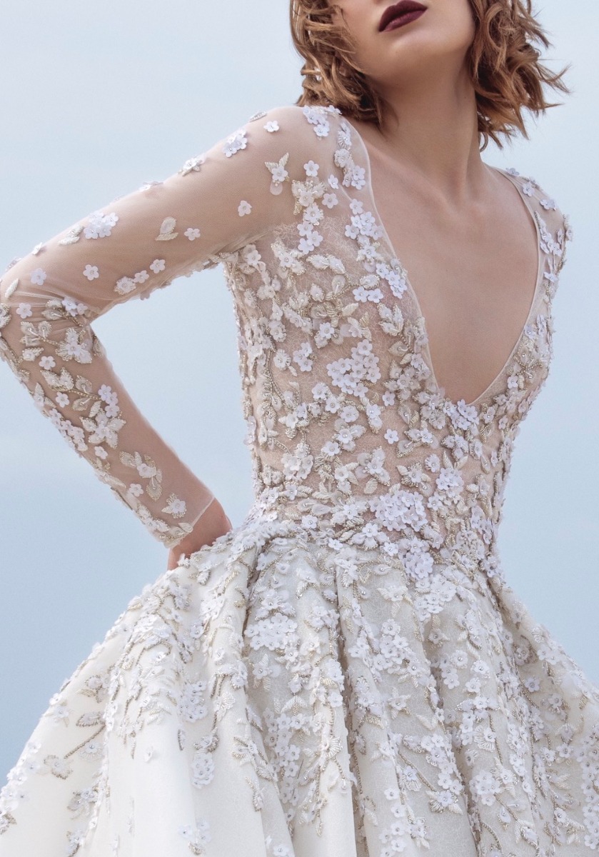 spring long sleeve wedding dresses v neck beads appliqued beach wedding gowns custom made robes de marie