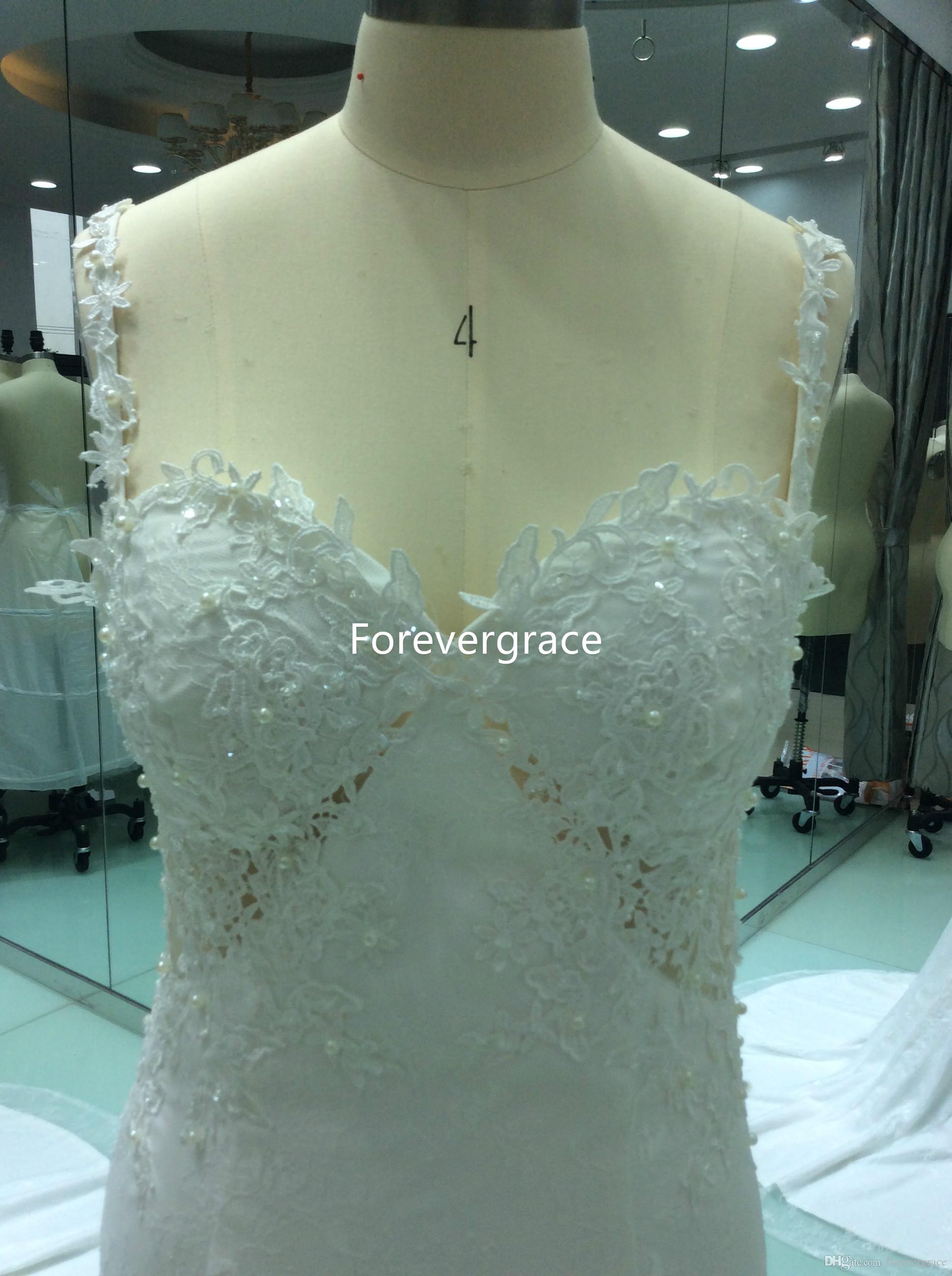 2019 Real Photos Mermaid Long Wedding Dress Bohemia Spaghetti Strap Applique Lace Bridal Gown Plus Size Custom Made