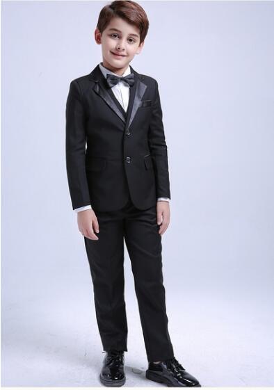 Popular High Quality Boy's Formal Wear Notched Lapel Black Three Pieces (Jacket +Pant+Vest) Boys Wedding Tuxedos