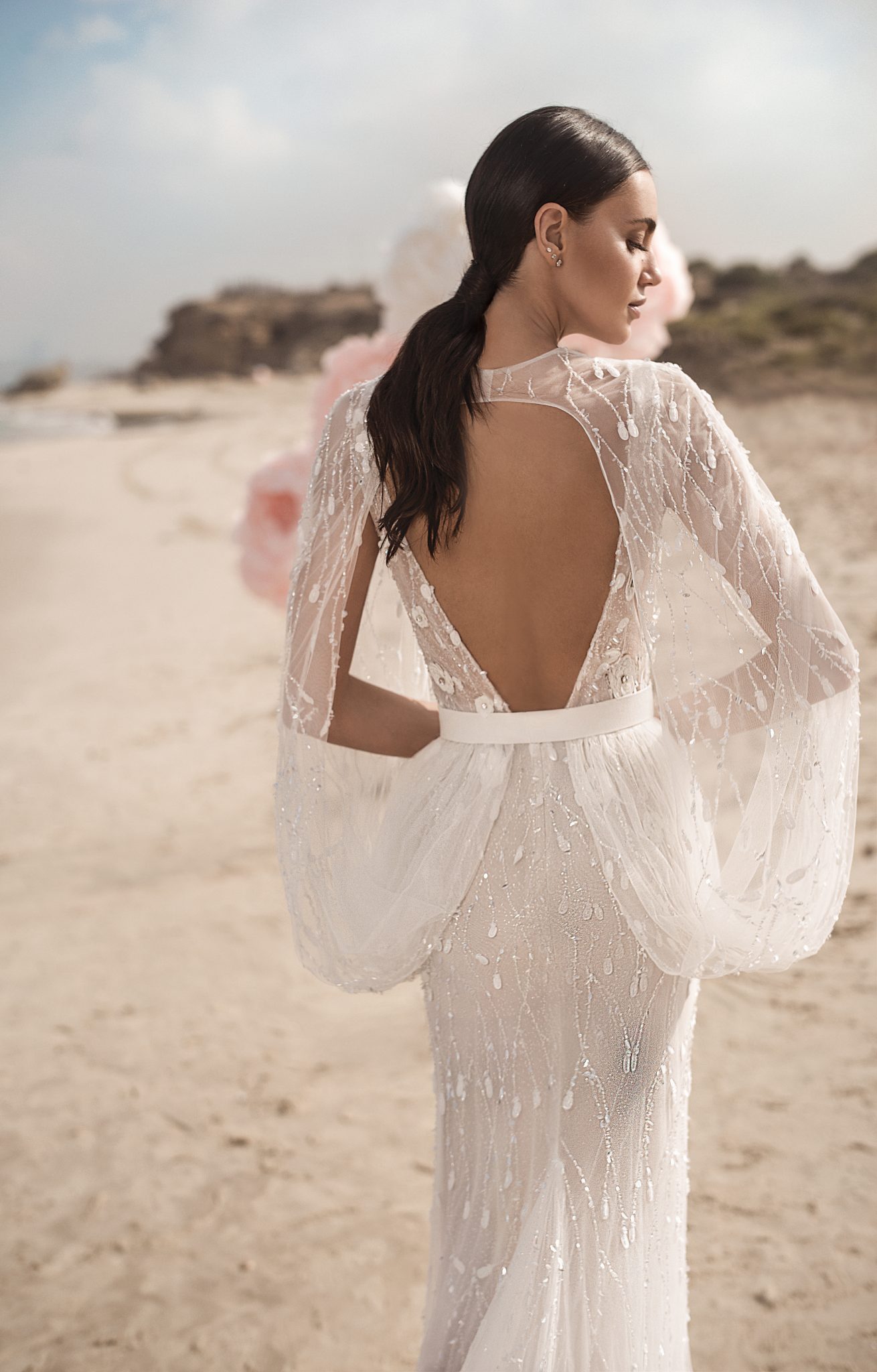 Berta Mermaid Dresses With Wrap Lace 3D ral Applique Beads Beach Wedding Dress vestito da sposa Side Split Boho Bridal Gown
