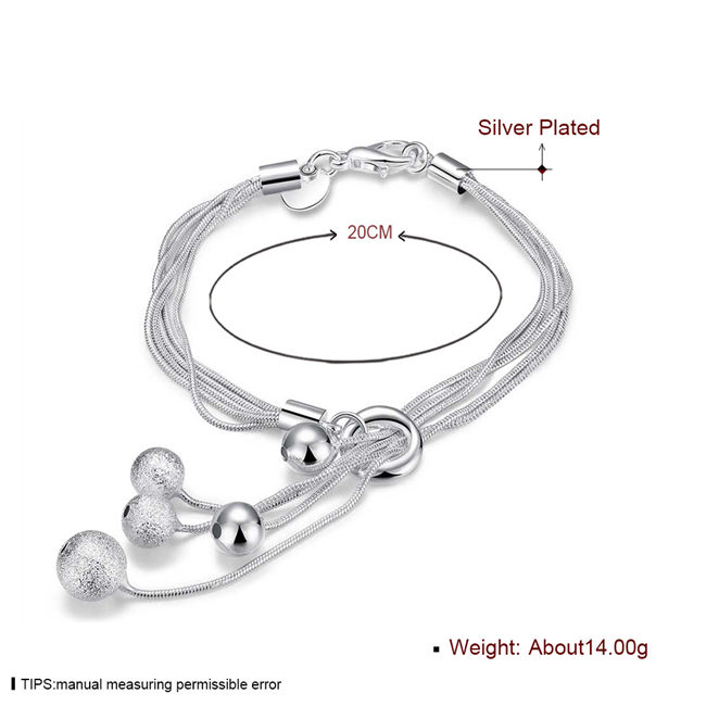 Hot sale gift 925 silver Small O Hanging light bead bracelet DFMCH243, Brand new sterling silver plated Chain link bracelets high grade