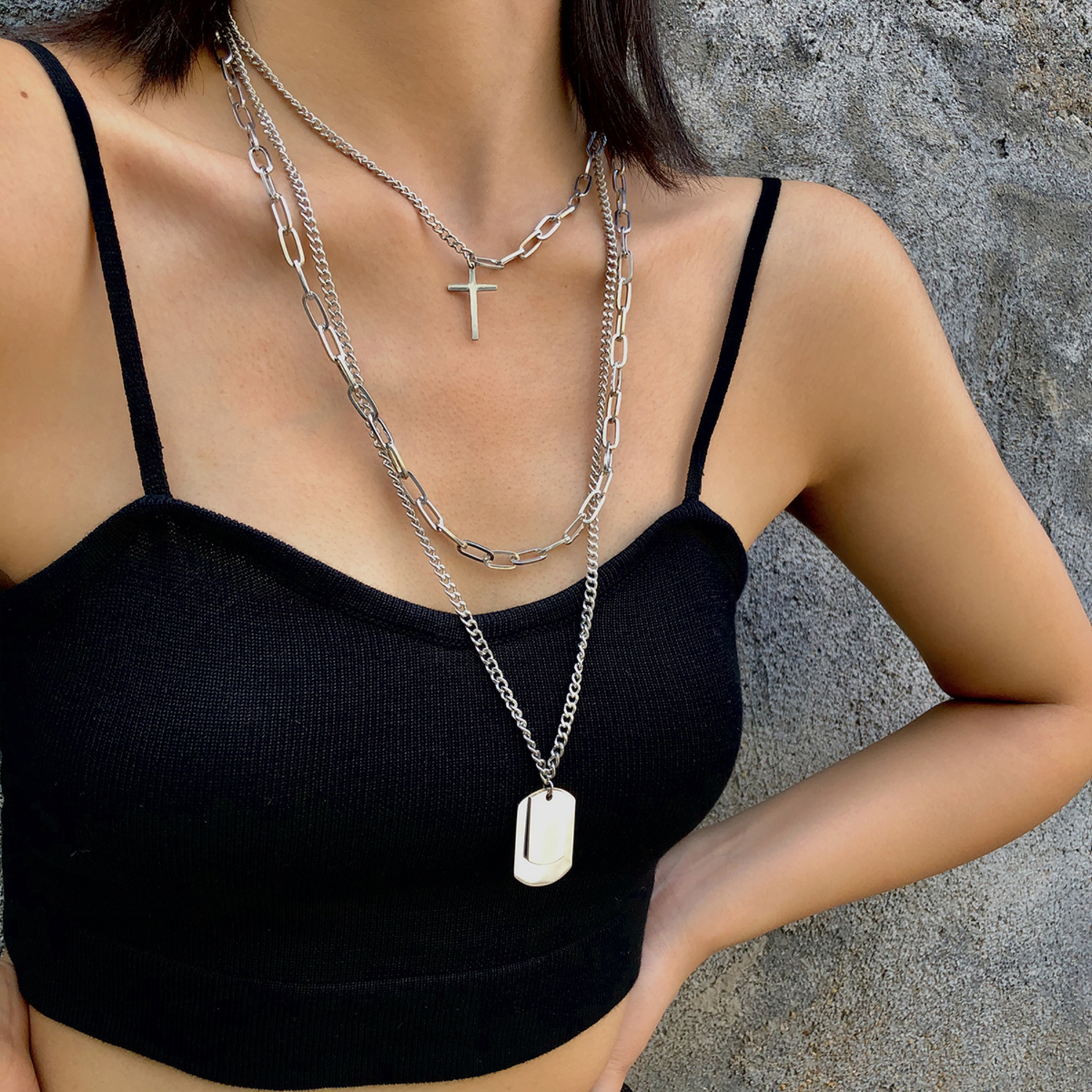 Punk Multilayer Cross Thick Choker Necklace Collar Vintage Stainless Steel Square Pendant Necklace Women/men Jewelry
Punk Multilayer Cross Thick Choker Necklace Collar Vintage Stainless Steel Square Pendant Necklace Women/men Jewelry