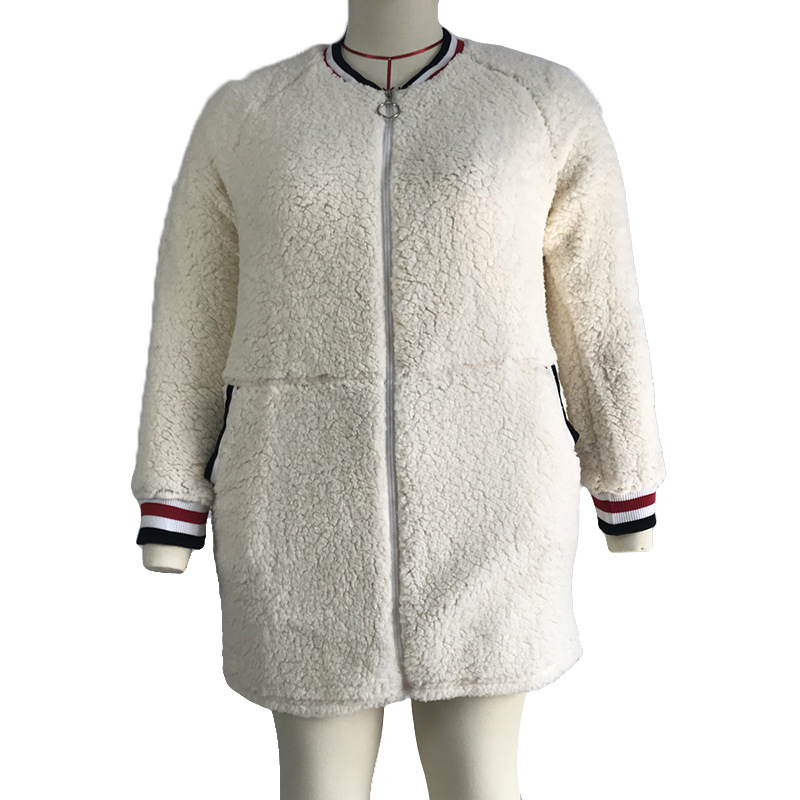 2019 winter new European and American foreign trade plush cardigan coat models large size women's coat, White
2019 winter new European and American foreign trade plush cardigan coat models large size women's coat, White