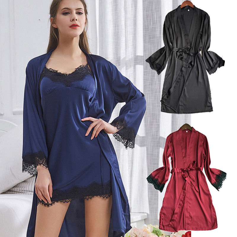 Women' Sexy Silk Satin Pajamas Sleepwear Vintage Midi Night-Robe Nightwear Gown, Black
Women' Sexy Silk Satin Pajamas Sleepwear Vintage Midi Night-Robe Nightwear Gown, Black