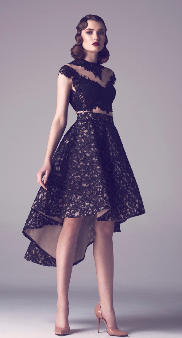New Arrival Short Prom Dresses Cap Sleeve Illusion Lace Appliques Little Black Dresses Formal Evening Party Gowns