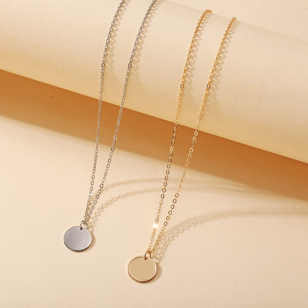 2024 New Fashion Stainless Steel Necklace Round Circle Pendant For Women Elegant Gold Silver Necklace Wedding Jewelry Wholesale Mother Gift