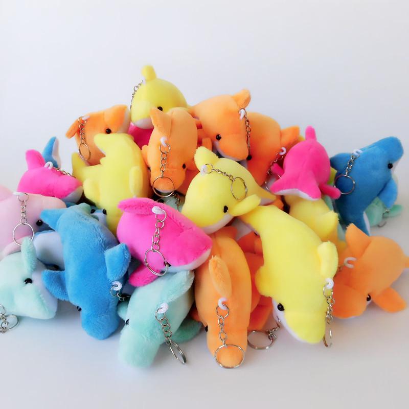 50pcs/lot 10cm Dolphin Keychains Mini Plush Pillows Key Ring for Birthday Event Party Kids Party Favors Fashion Pendant Key Chain Jewelry