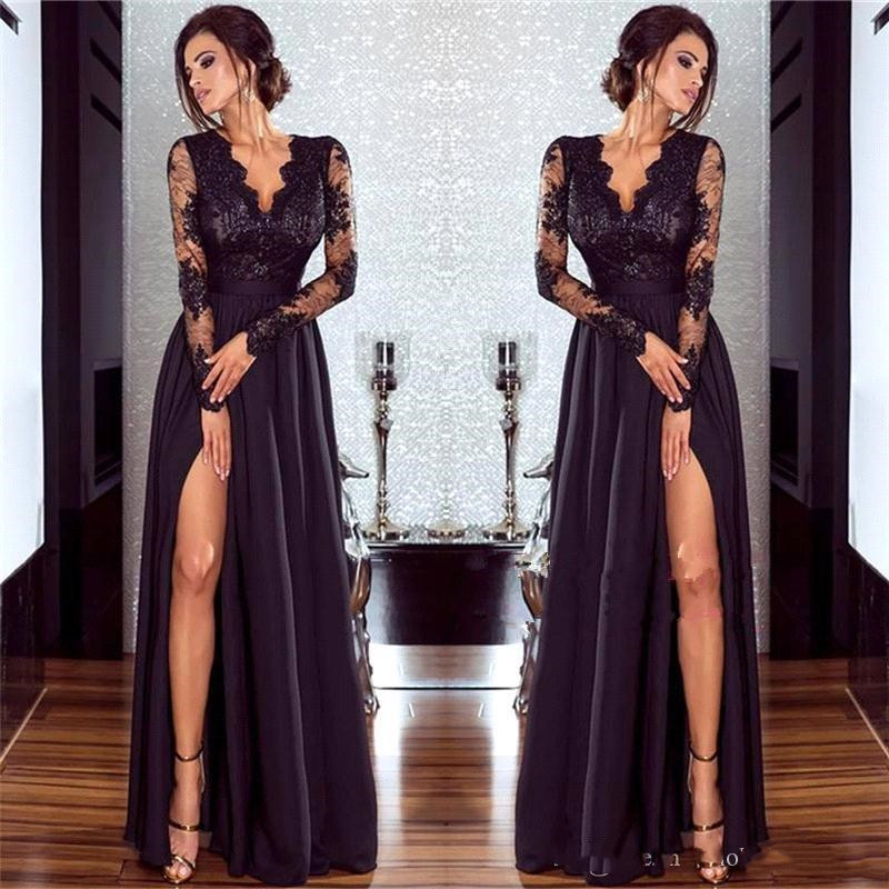 2022 Black V Neck Sheer Long Sleeves Satin Evening pageant Dresses Lace Top Split A Line Party Prom robes de soirée, White;red
2022 Black V Neck Sheer Long Sleeves Satin Evening pageant Dresses Lace Top Split A Line Party Prom robes de soirée, White;red