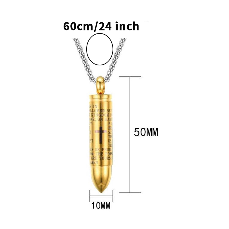 New 3 Colors Mens Titanium Stainless Steel Cross Prayer Scripture Bullet Pendant Necklace Openable Personalized for Men Jewelry Wholesale
