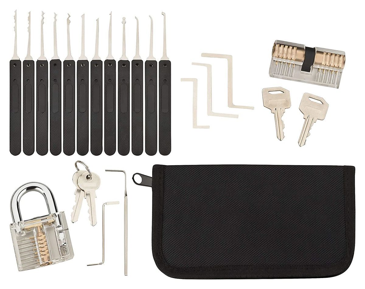 Lockpicking Set Lock Pick Tools 17-Piece Kit 2 Clear Locks In 2 Difficulties For Practice Training And Professional Locksmiths
Lockpicking Set Lock Pick Tools 17-Piece Kit 2 Clear Locks In 2 Difficulties For Practice Training And Professional Locksmiths