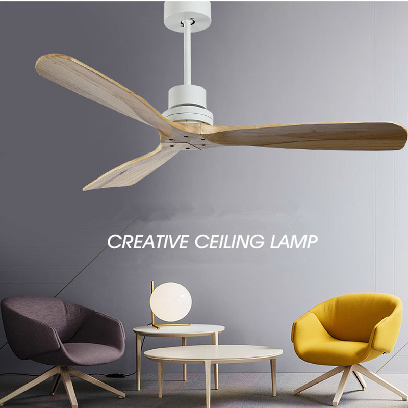 42/52 Inch Nordic Industrial Ceiling Fan lamp Wood Without Light Creative Bedroom Dining Room Wooden