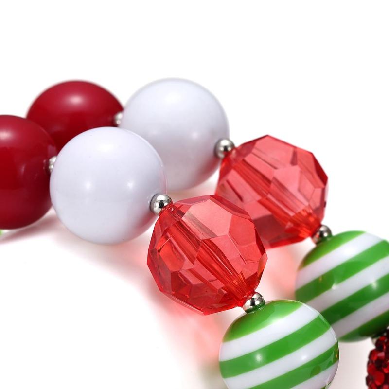 Christmas Red Green Necklace Pendants Kids Chunky bubble beads necklace Holiday New Year Girl Jewelry Gift