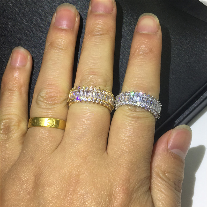 Vecalon Statement Promise ring 925 Sterling Silver Diamonds Cz Engagement wedding band rings For women Party Finger Jewelry