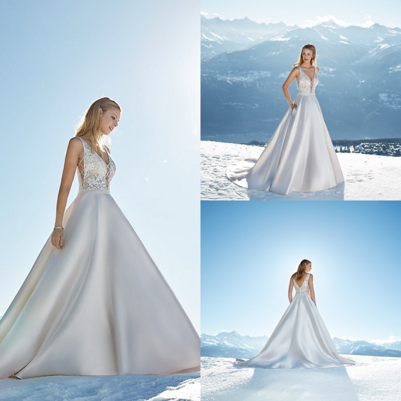 Elegant A Line Wedding Dresses V Neck Satin Applique Wedding Dresses Backless Sweep Train Bridal Gowns Bohemia Vestidos De Novia, Purple
Elegant A Line Wedding Dresses V Neck Satin Applique Wedding Dresses Backless Sweep Train Bridal Gowns Bohemia Vestidos De Novia, Purple