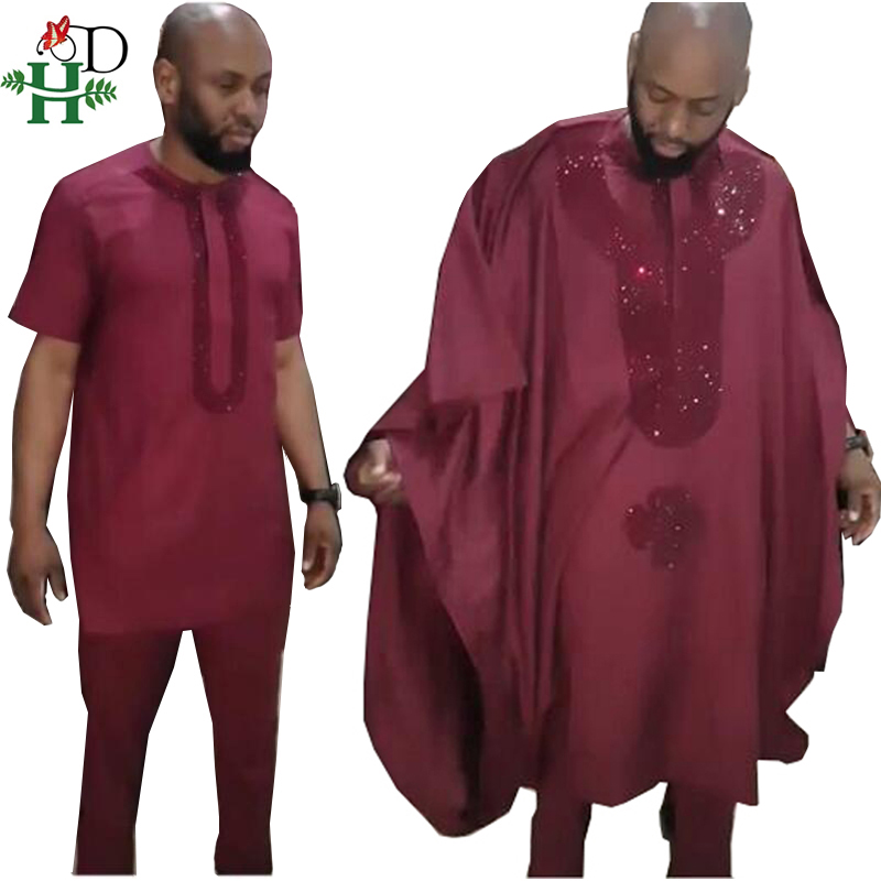 Ethnic Clothing H&D African Agbada Men Clothes Suits Robe Tops Pant 3 Pieces Set Traditional Men's Dashiki With Rhinestones
Ethnic Clothing H&D African Agbada Men Clothes Suits Robe Tops Pant 3 Pieces Set Traditional Men's Dashiki With Rhinestones