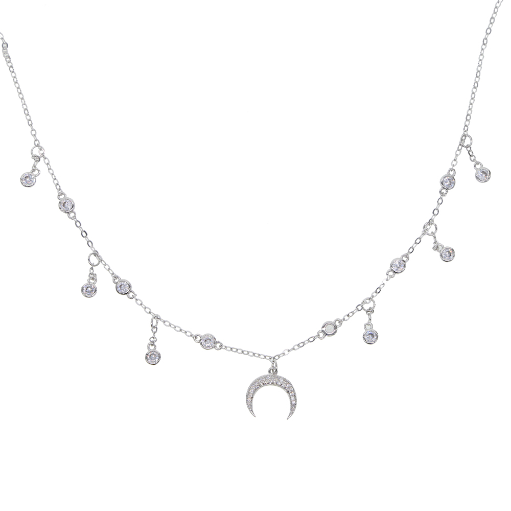 2019 new arrived choker necklace 32+8cm chain cz station charm Horn charm elegance women fashion gorgeous jewelry