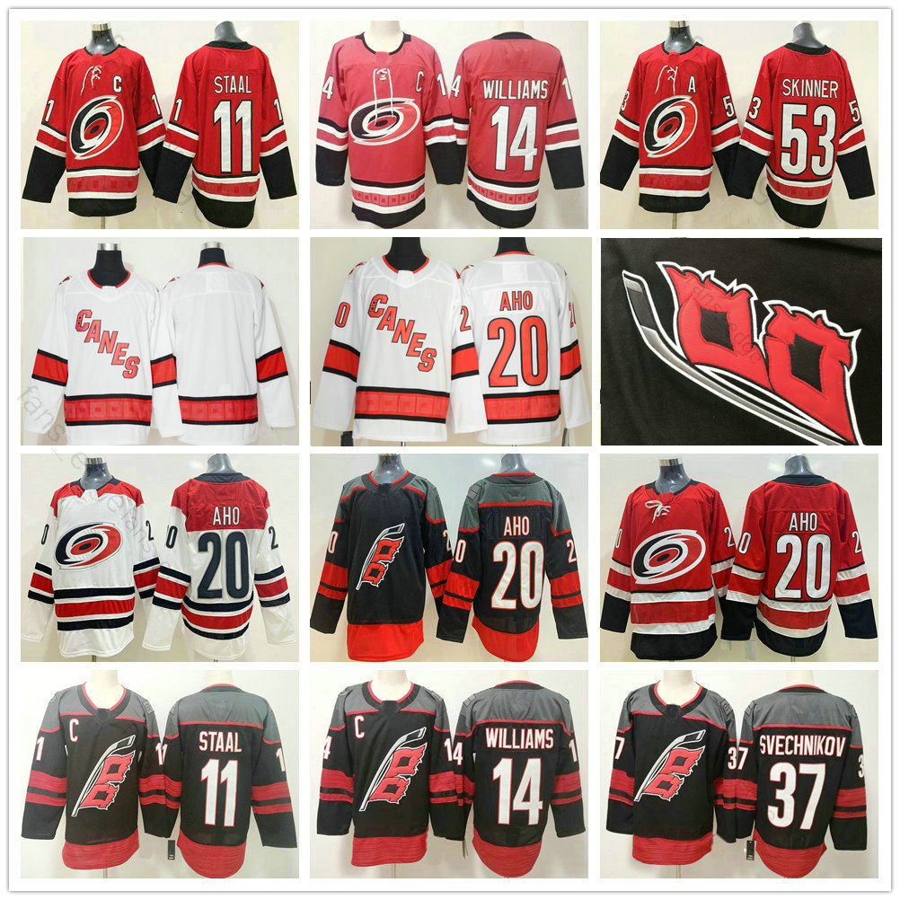20 21 New Carolina Hurricanes 20 Sebastian Aho 37 Andrei Svechnikov 53 Jeff Skinner 11 Staal 14 Justin Williams Adult Kids Hockey Jersey, Black;red
20 21 New Carolina Hurricanes 20 Sebastian Aho 37 Andrei Svechnikov 53 Jeff Skinner 11 Staal 14 Justin Williams Adult Kids Hockey Jersey, Black;red