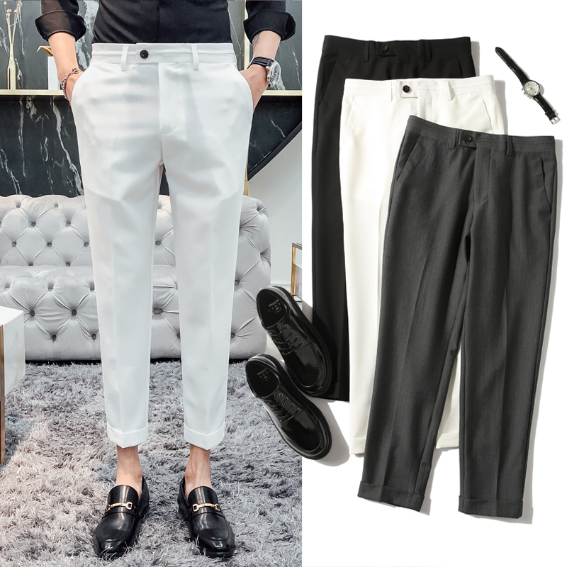 Men Summer Solid Color Business Causal Suit Pants Male Fashion Ankle-Length Pants Slim Fit Straight Trousers, Black
Men Summer Solid Color Business Causal Suit Pants Male Fashion Ankle-Length Pants Slim Fit Straight Trousers, Black