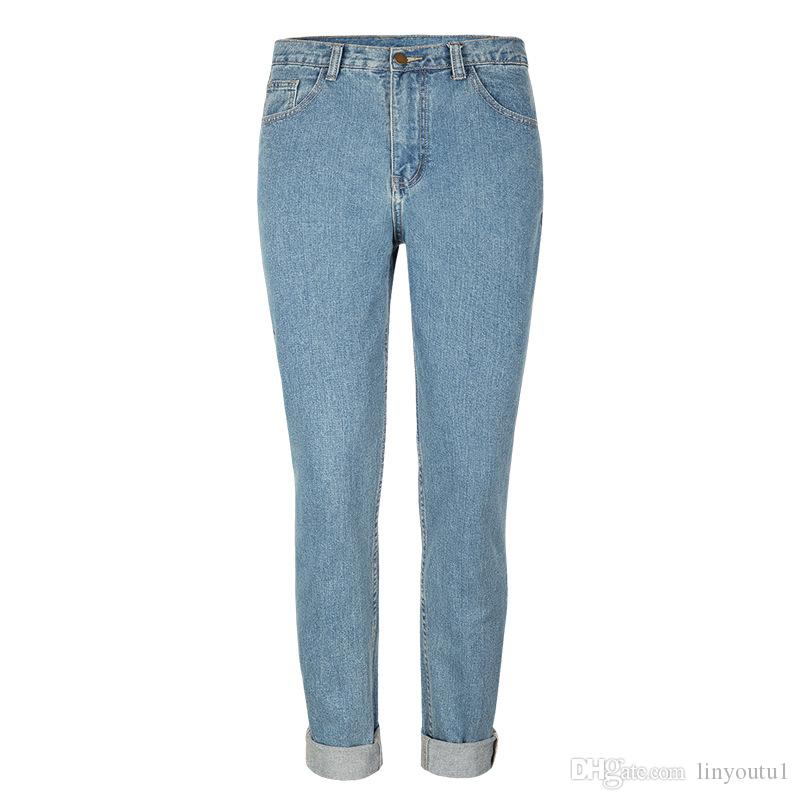 2020 Blue High Waist Mom 80s Jeans Casual Straight-led Denim for Ladies Straight-leg Casual Denim Ankle-length Pant