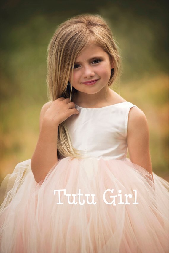 Tutu Flower Girl Dresses Jewel Neck Tulle Ball Gown Floor Length Custom Cheap Girls Pageant Dress Backless Kids Formal Gowns
