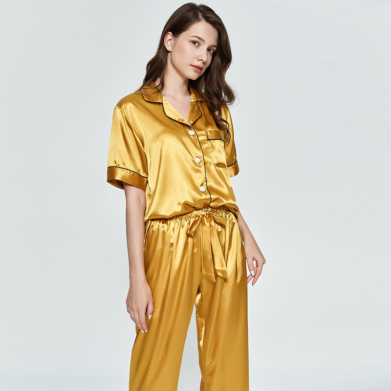 Satin 2PCS Pajamas Suit Women Sleepwear Pijamas Silky Shirt&Pants Set Intimate Lingerie Casual Nightwear Pyjamas Home Clothing
Satin 2PCS Pajamas Suit Women Sleepwear Pijamas Silky Shirt&Pants Set Intimate Lingerie Casual Nightwear Pyjamas Home Clothing