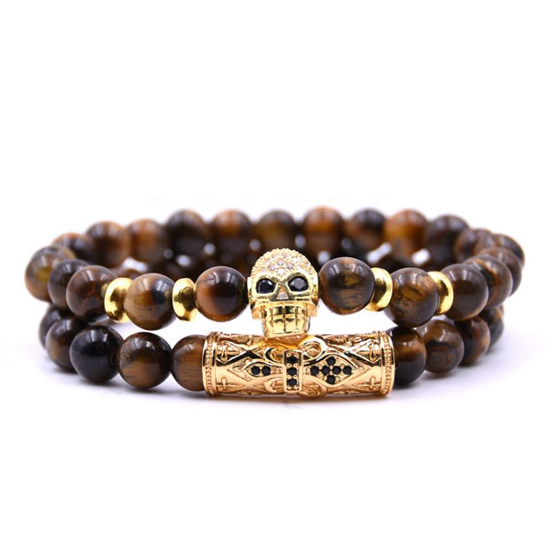 Micro-inlaid zircon skull bracelet set (2) couple 2018 summer perfect fashion birthday bracelet gift