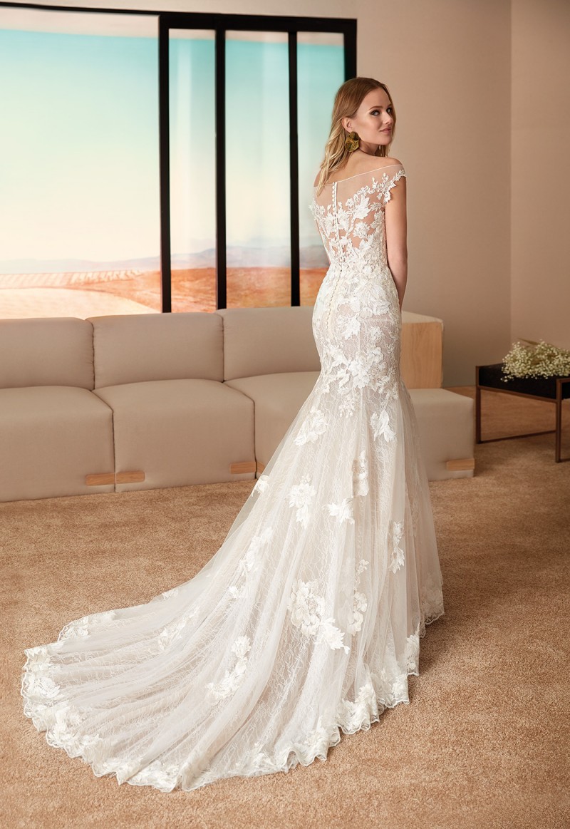 Elegant Lace Mermaid Wedding Dresses Off The Shoulder Country Boho Wedding Dress Robe De Mariee Garden Beach Sweep Train Bridal Gowns