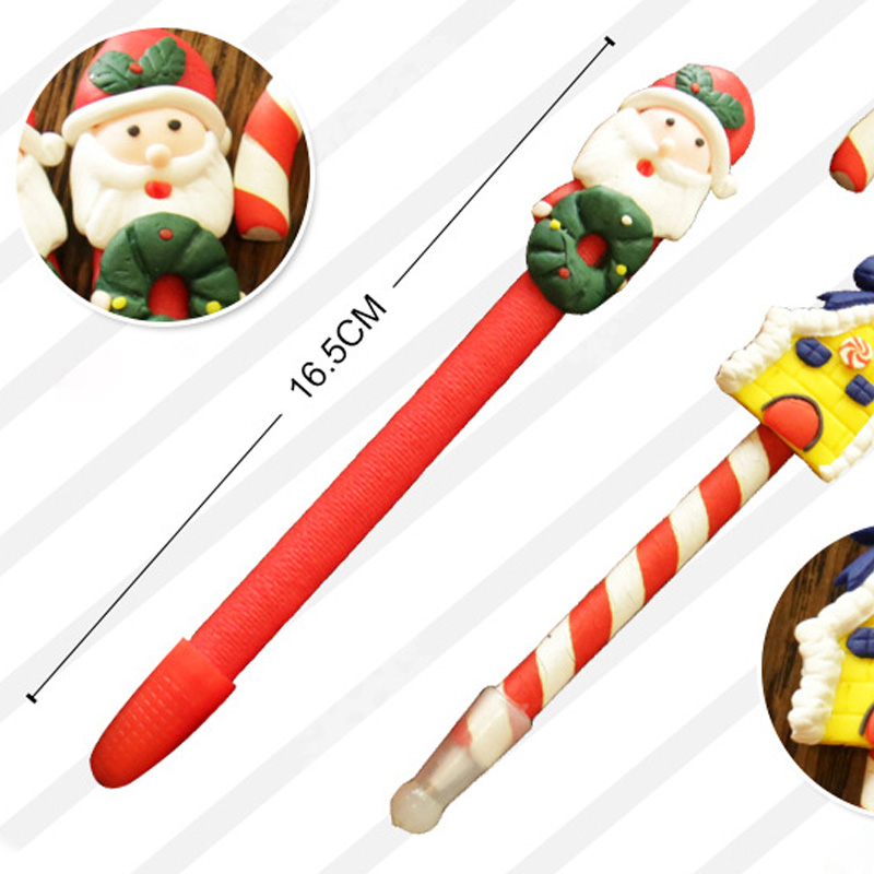 Christmas santa claus snowmanCrutches Ballpoint pen toys gifts for kid Christmas home decoration Party decoration Xmas Favor