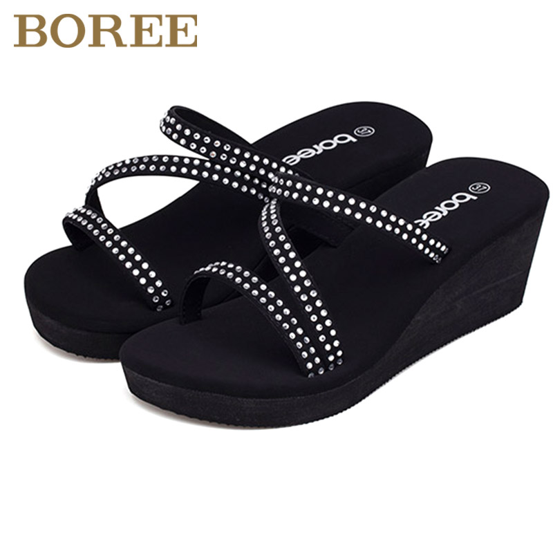 Boree Summer Crystal Women Slippers Wedges Platform Non-slip Female Beach Outdoor Shoes Elegant Party Slides sandals pantuflas, Black
Boree Summer Crystal Women Slippers Wedges Platform Non-slip Female Beach Outdoor Shoes Elegant Party Slides sandals pantuflas, Black